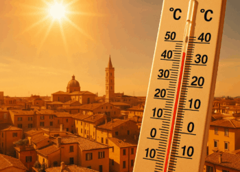 Sole cocente e termometro sopra i 40 gradi in una città italiana durante l’ondata di caldo africano