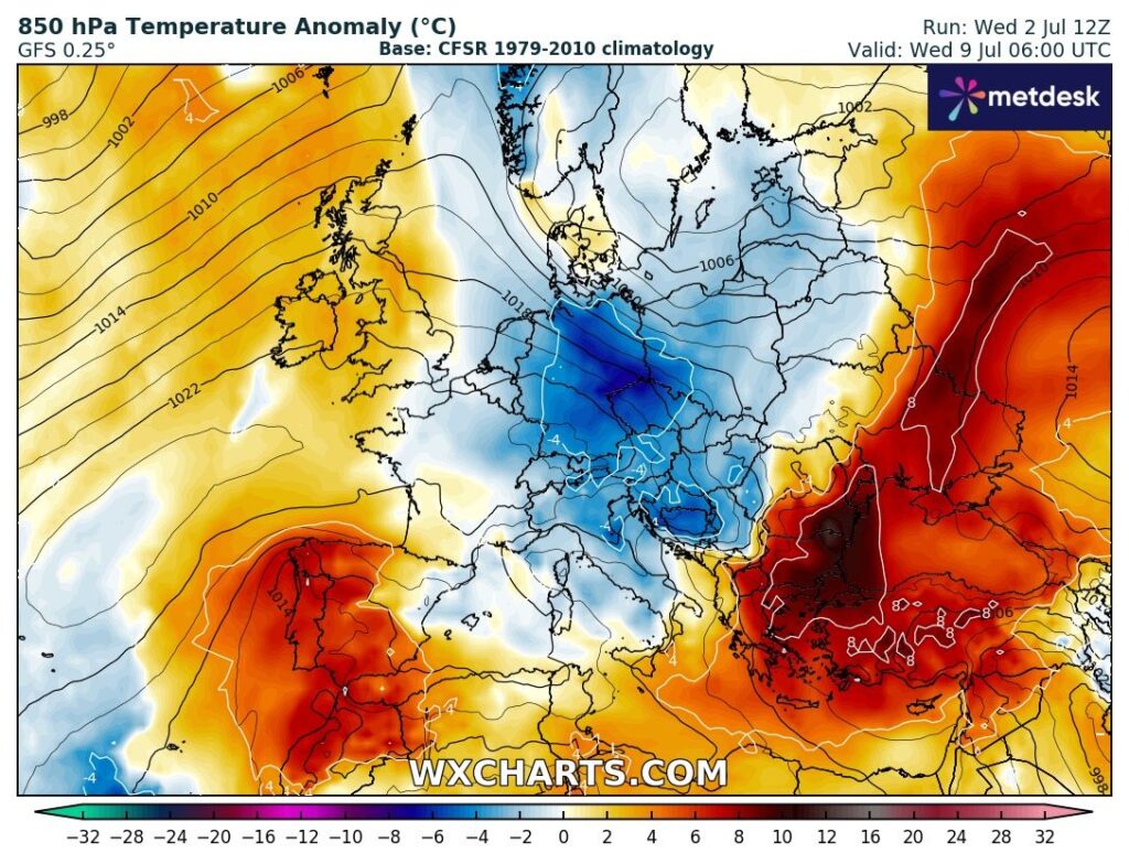 Stop al caldo tra 8 e 13 luglio 2025: in arrivo una drastica diminuzione delle temperature fino a 15 gradi e temporali intensi in tutta Italia