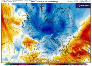 Mappa meteo Europa 21-24 agosto 2025 con irruzione di aria fredda e fine del caldo di agosto