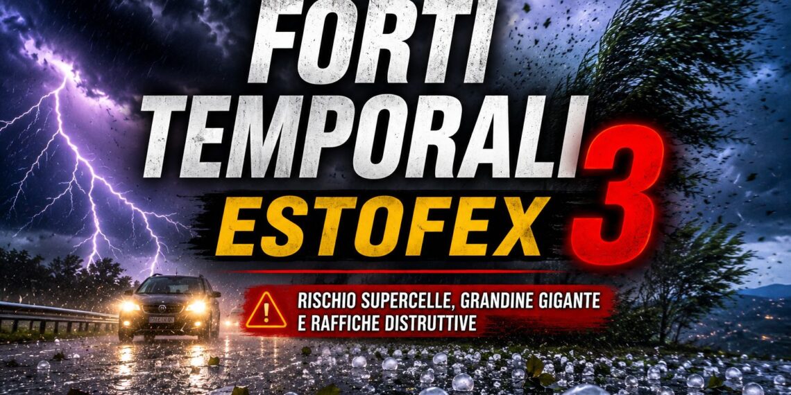 ESTOFEX, livello 3 sul Nord Italia: rischio supercelle, grandine gigante e raffiche distruttive