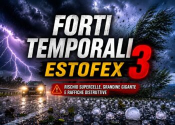 ESTOFEX, livello 3 sul Nord Italia: rischio supercelle, grandine gigante e raffiche distruttive