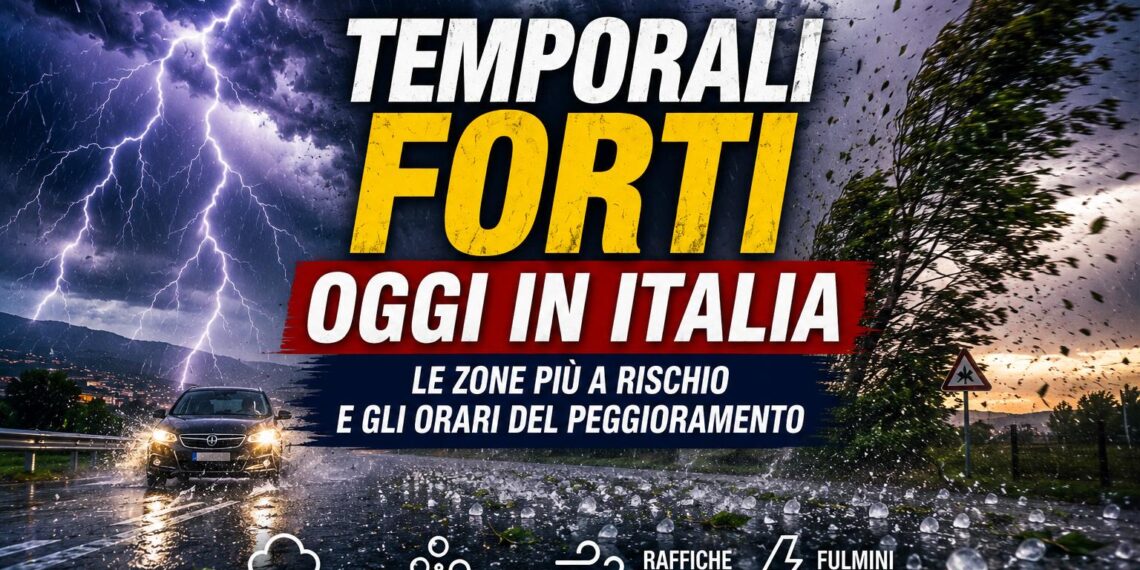 Temporali forti oggi in Italia: le zone più a rischio e gli orari del peggioramento