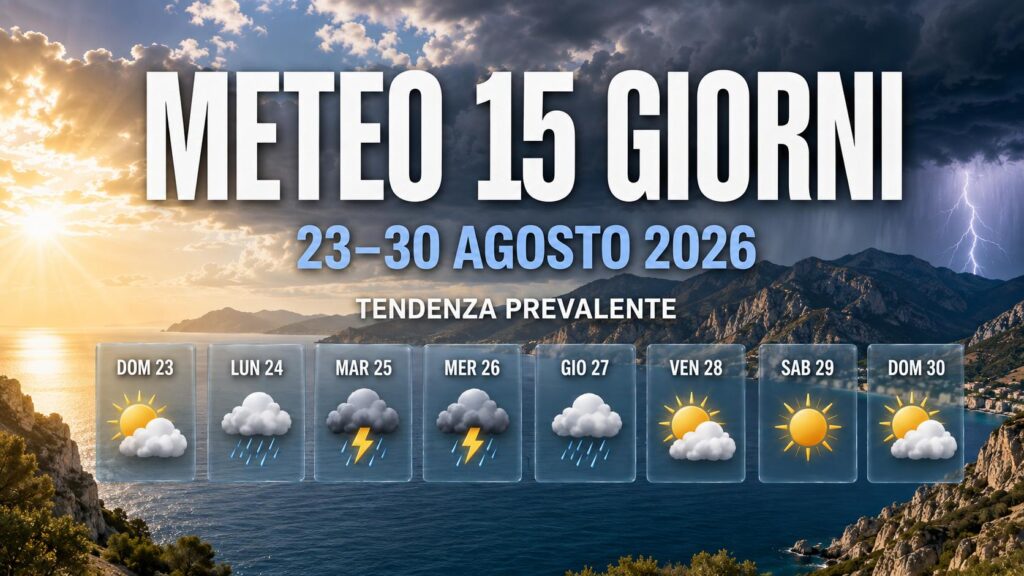 Meteo 15 giorni: fine agosto più instabile? La tendenza fino al 30