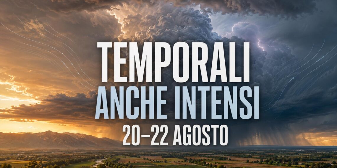 Temporali anche intensi tra il 20 e il 22 agosto: le zone più esposte